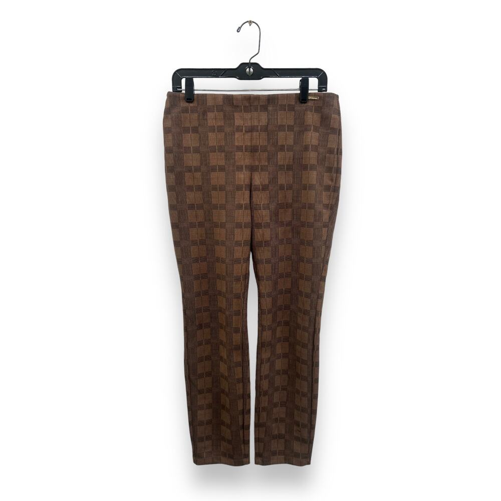 Tahari Faux Suede Plaid Trousers Size Medium